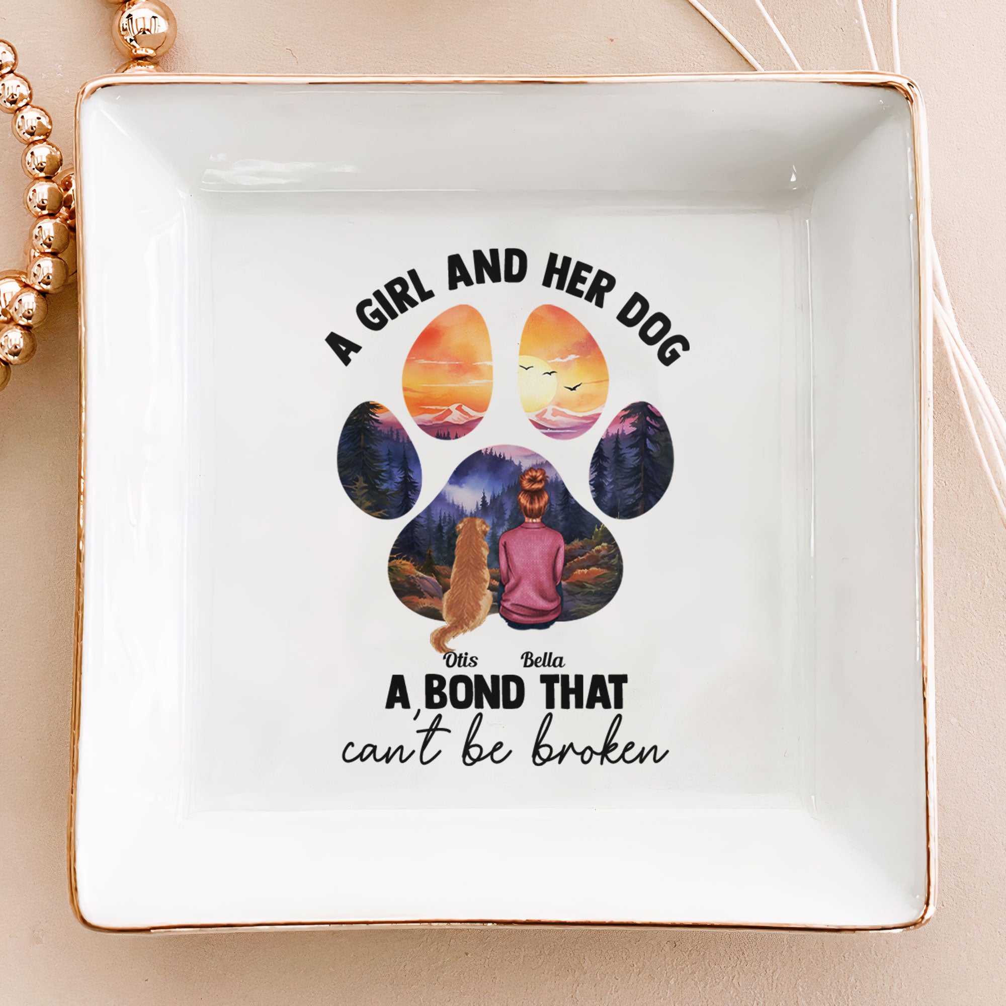 A Girl And Her Dogs. A Bond That Can’t Be Broken – Personalized Jewelry Dish