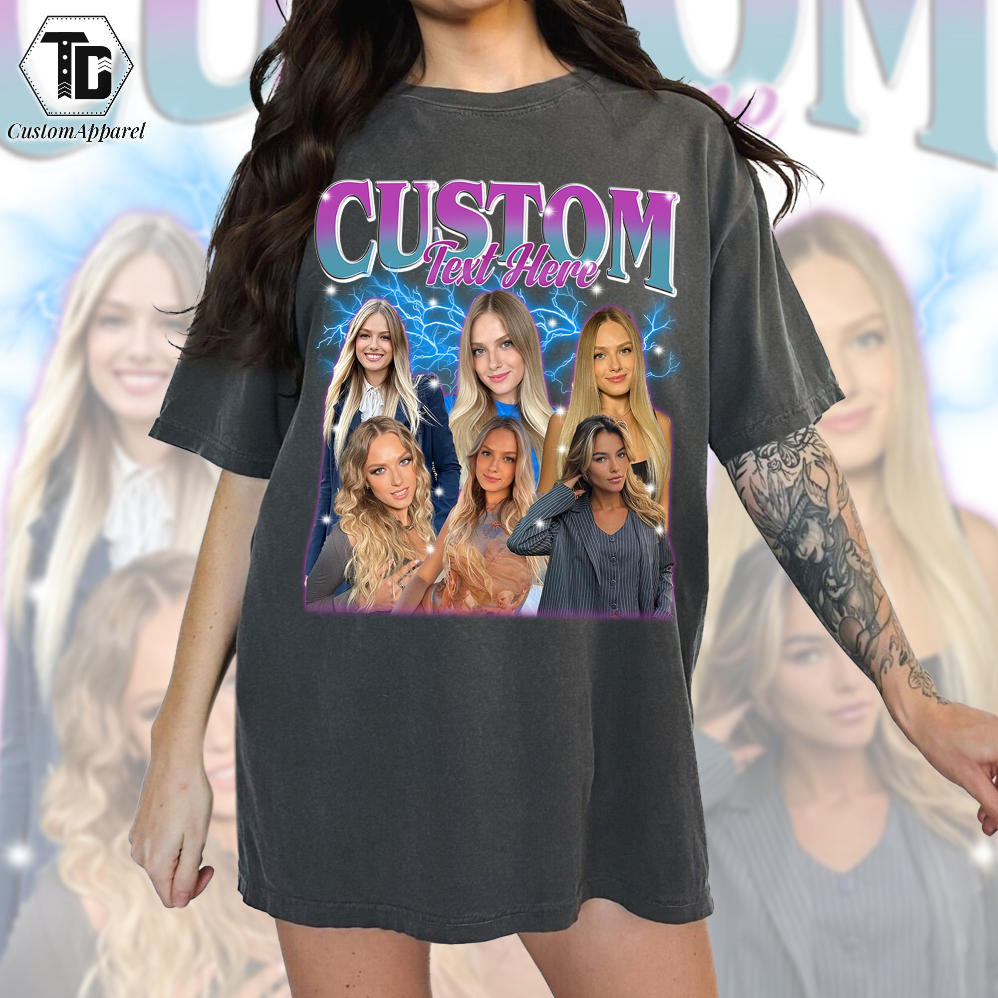 Comfort Color Vintage Custom Photos Rap Shirt, Customize Picture Idea Tee, Personalized Images Tees, Graphic Girlfriend Face Comfort Shirt