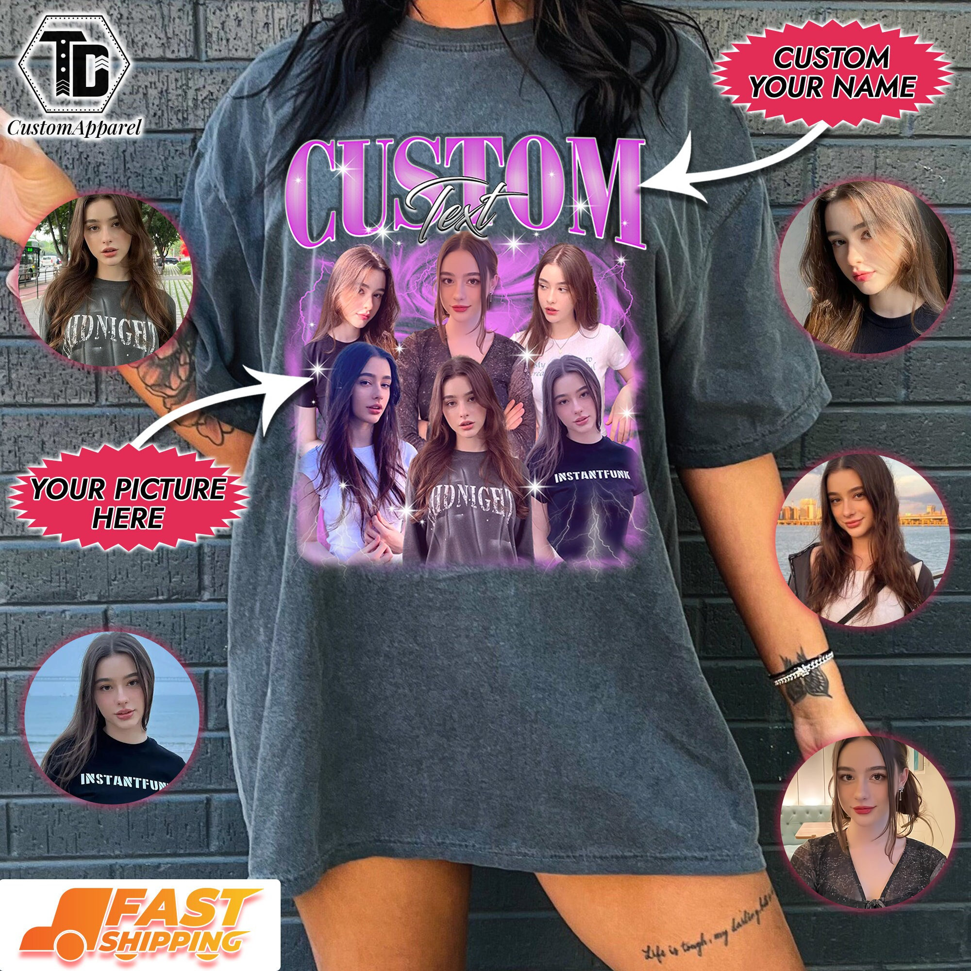 Comfort Colors Custom Pictures TShirt, Shirt With Girlfriend Face, Custom Photo Vintage Shirts, Custom Your Own Photo Idea, Custom Image Tee