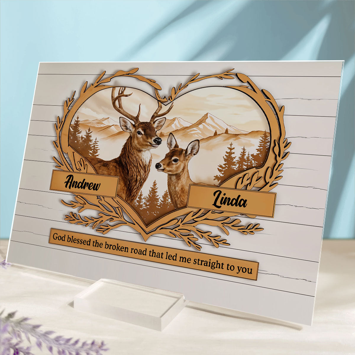 Deer Love – Personalized Custom Acrylic Plaque With Base