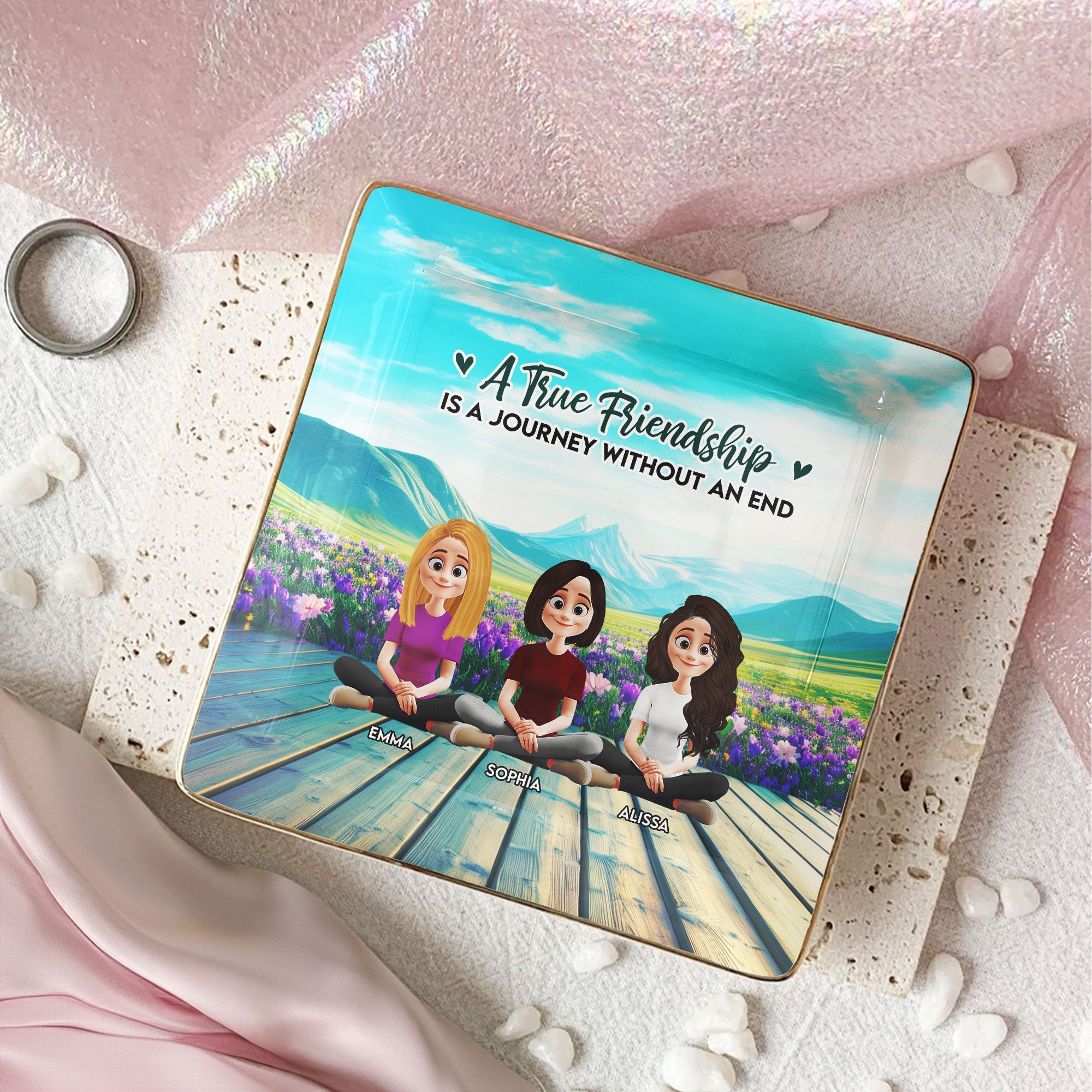 New Version A True Friendship Is A Journey Without An End – Personalized Jewelry Dish
