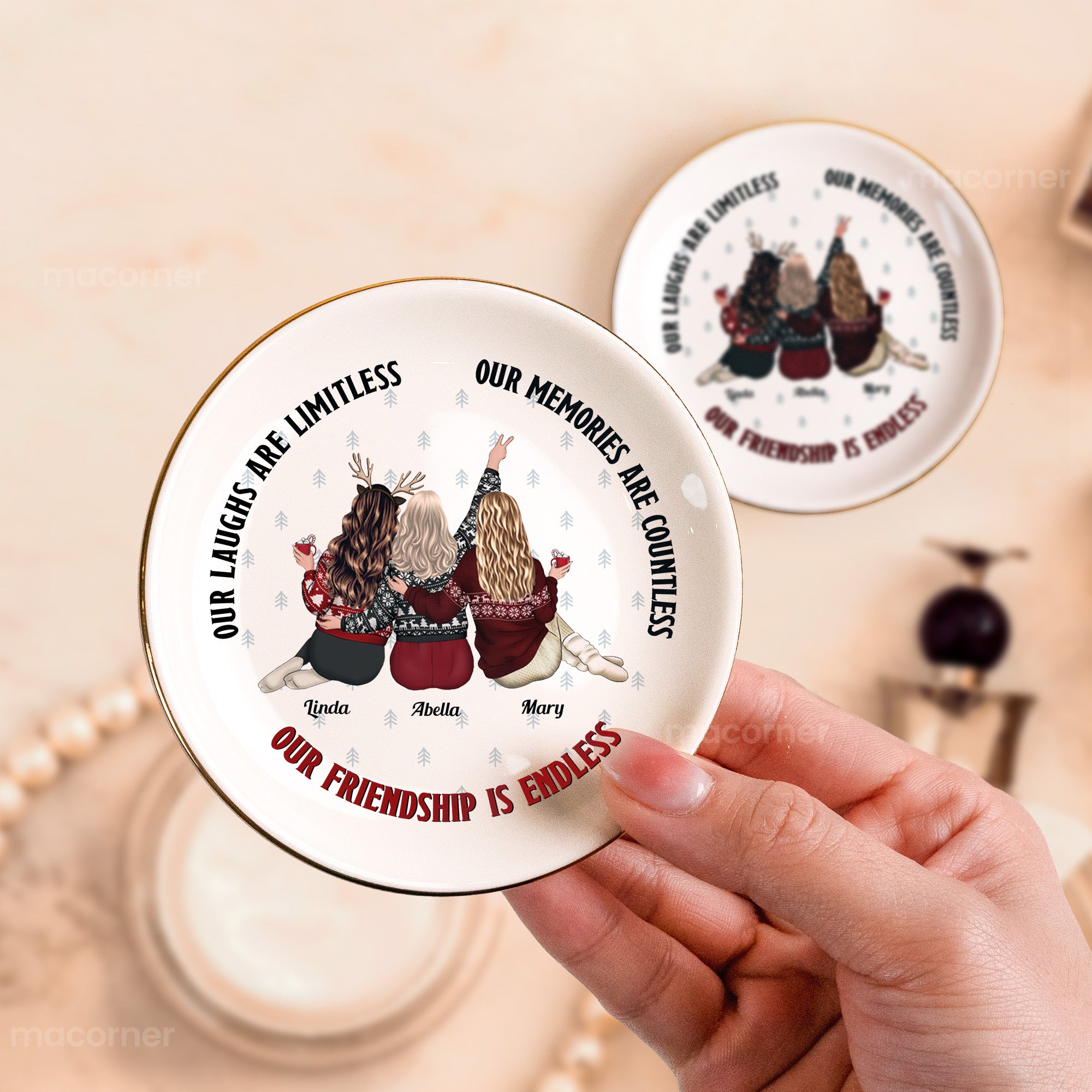 Our Laughs Are Limitless Our Friendship Is Endless – Personalized Circle Jewelry Dish