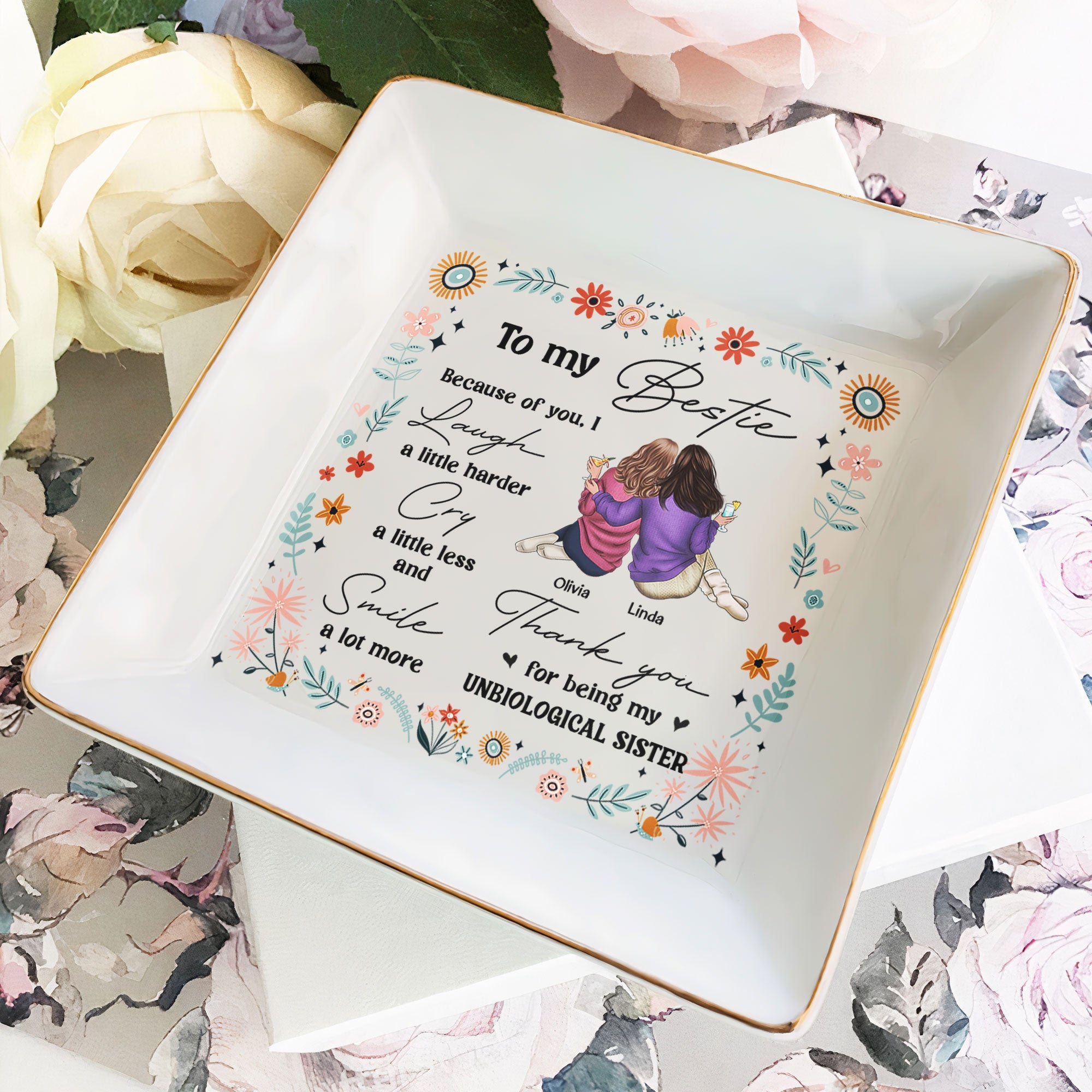 Thank You For Being My Unbiological Sister – Personalized Jewelry Dish