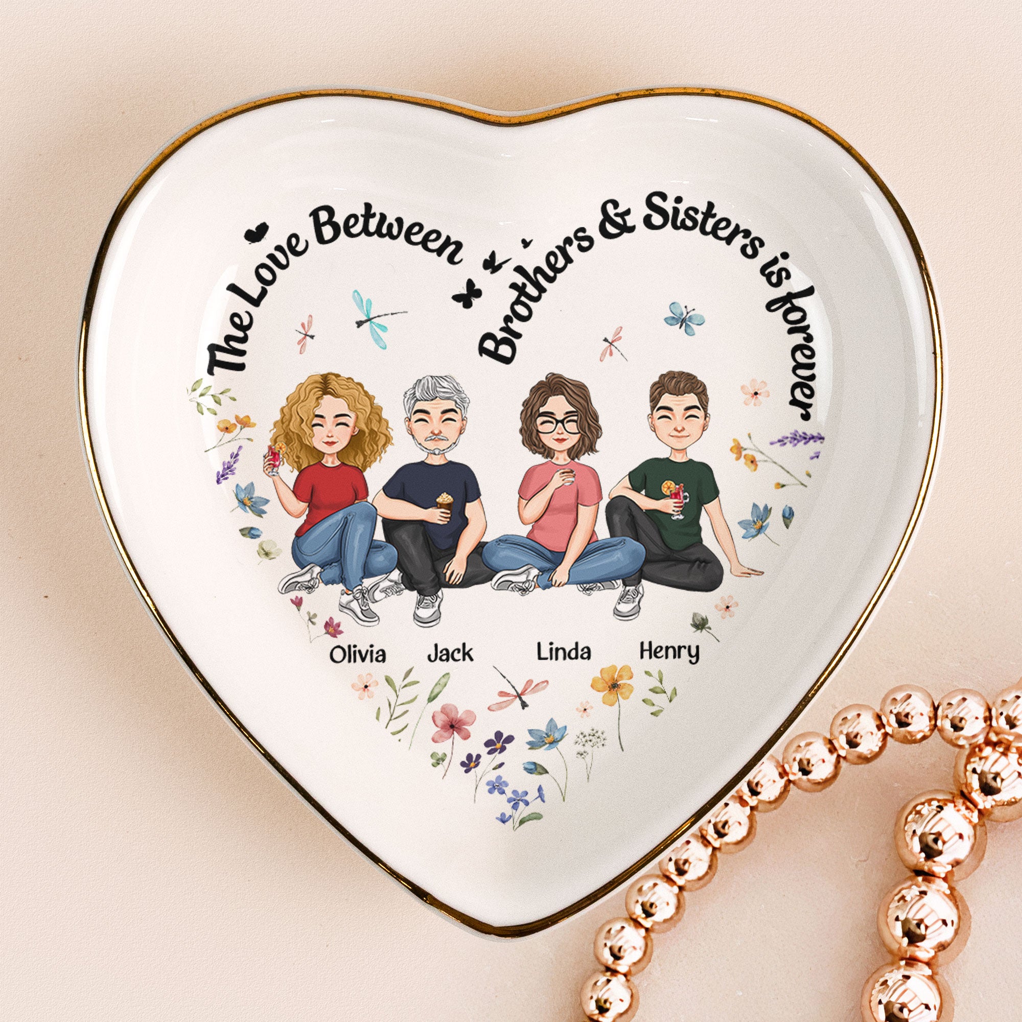 The Love Between Brothers & Sisters Is Forever Floral Style – Personalized Ring Dish