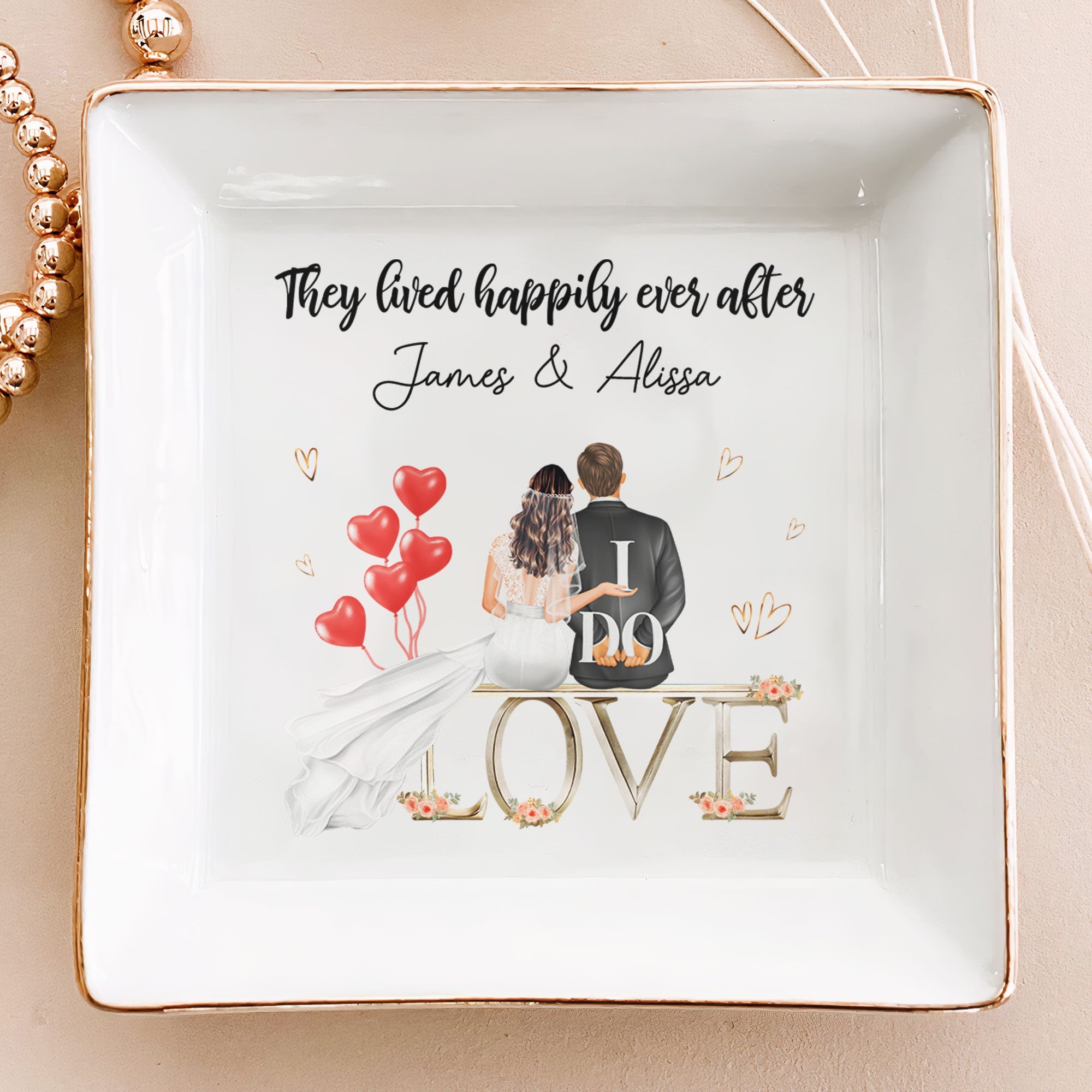 Wedding Gift They Lived Happily Ever After – Personalized Jewelry Dish